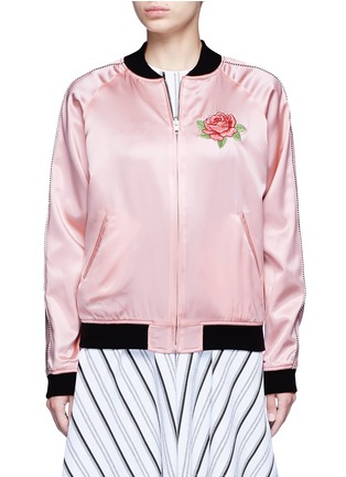 Detail View - Click To Enlarge - OPENING CEREMONY - Reversible floral embroidery silk varsity jacket
