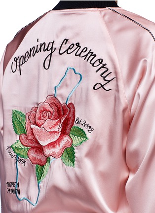 Detail View - Click To Enlarge - OPENING CEREMONY - Reversible floral embroidery silk varsity jacket