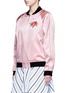 Front View - Click To Enlarge - OPENING CEREMONY - Reversible floral embroidery silk varsity jacket