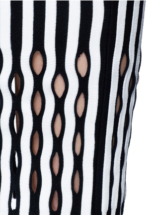 Detail View - Click To Enlarge - OPENING CEREMONY - Perforated stripe Merino wool blend pencil skirt