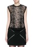Main View - Click To Enlarge - ALEXANDER WANG - Leather trim sleeveless mesh lace top