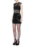 Figure View - Click To Enlarge - ALEXANDER WANG - Leather trim sleeveless mesh lace top