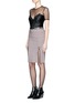 Figure View - Click To Enlarge - ALEXANDER WANG - Ball stud ruched satin mesh top