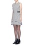 Front View - Click To Enlarge - ALEXANDER WANG - Grommet belt tweed peplum dress