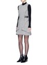 Figure View - Click To Enlarge - ALEXANDER WANG - Grommet belt tweed peplum dress