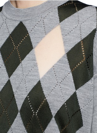 Detail View - Click To Enlarge - ALEXANDER WANG - 'Argyle' cutout argyle intarsia sweater