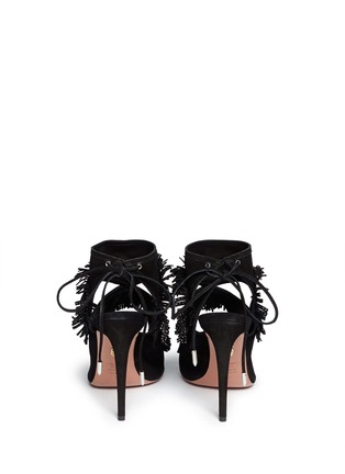 Back View - Click To Enlarge - AQUAZZURA - 'Sexy Fringe' stud suede sandals
