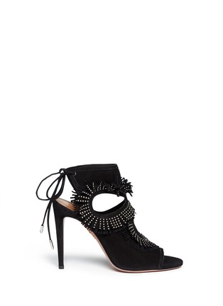 Main View - Click To Enlarge - AQUAZZURA - 'Sexy Fringe' stud suede sandals