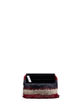 Back View - Click To Enlarge - JIMMY CHOO - 'Cleo' rabbit fur acrylic clutch