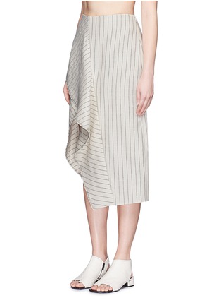 Front View - Click To Enlarge - 3.1 PHILLIP LIM - Ruffle linen pinstripe skirt