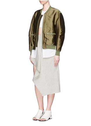 Figure View - Click To Enlarge - 3.1 PHILLIP LIM - Ruffle linen pinstripe skirt