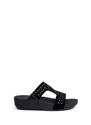 Main View - Click To Enlarge - FITFLOP - 'Carmel' stud lasercut suede slide sandals