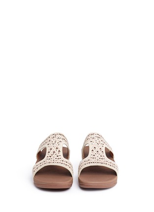 Front View - Click To Enlarge - FITFLOP - 'Carmel' stud lasercut suede slide sandals