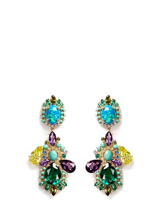 Main View - Click To Enlarge - ANABELA CHAN - 'Opals Poseidon' diamond pavé gemstone drop earrings