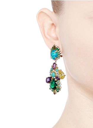 Figure View - Click To Enlarge - ANABELA CHAN - 'Opals Poseidon' diamond pavé gemstone drop earrings