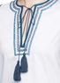 Detail View - Click To Enlarge - TALITHA - Tribal scroll embroidered stripe peasant blouse