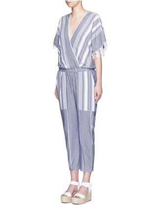 Front View - Click To Enlarge - KOZA - 'Merry' variegated herringbone stripe jumpsuit