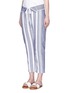 Front View - Click To Enlarge - KOZA - 'Brooke' fold-down waist pinstripe cropped pants