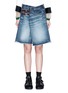 Detail View - Click To Enlarge - 72951 - Foldover strap front oversized denim shorts