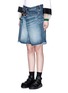 Front View - Click To Enlarge - 72951 - Foldover strap front oversized denim shorts