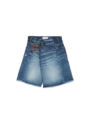 Main View - Click To Enlarge - 72951 - Foldover strap front oversized denim shorts