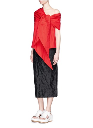 Figure View - Click To Enlarge - ISA ARFEN - Crushed cotton-silk midi skirt