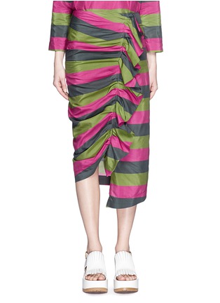 Main View - Click To Enlarge - ISA ARFEN - Contrast stripe ruffle trim skirt