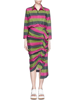Figure View - Click To Enlarge - ISA ARFEN - Contrast stripe ruffle trim skirt