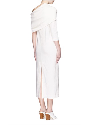 Back View - Click To Enlarge - ISA ARFEN - One sleeve knot linen midi dress
