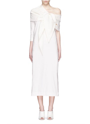 Main View - Click To Enlarge - ISA ARFEN - One sleeve knot linen midi dress