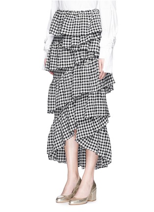Front View - Click To Enlarge - ISA ARFEN - 'Full-On' ruffle gingham check muslin skirt