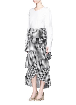 Figure View - Click To Enlarge - ISA ARFEN - 'Full-On' ruffle gingham check muslin skirt