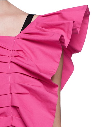 Detail View - Click To Enlarge - ISA ARFEN - Ruffle shoulder poplin dress