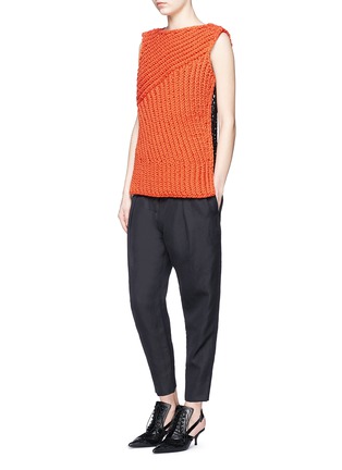 Figure View - Click To Enlarge - VICTOR ALFARO - Contrast back asymmetric rib knit top