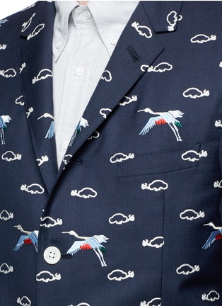 Detail View - Click To Enlarge - THOM BROWNE  - Crane and cloud embroidery wool blazer