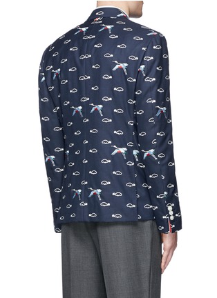 Back View - Click To Enlarge - THOM BROWNE  - Crane and cloud embroidery wool blazer
