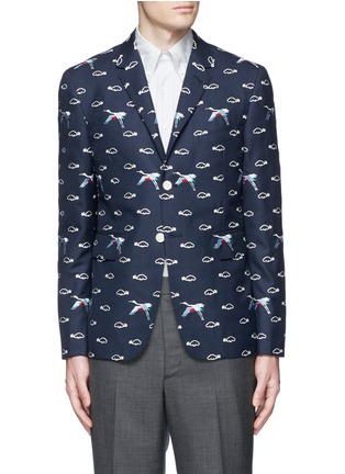 Main View - Click To Enlarge - THOM BROWNE  - Crane and cloud embroidery wool blazer