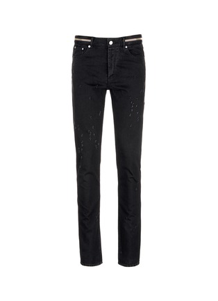 Main View - Click To Enlarge - GIVENCHY - Zip waist distressed slim fit jeans