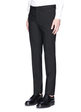Front View - Click To Enlarge - GIVENCHY - Metal plate wool hopsack pants