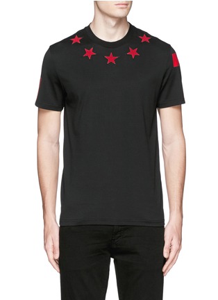 Main View - Click To Enlarge - GIVENCHY - Star bouclé appliqué T-shirt