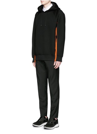 Figure View - Click To Enlarge - GIVENCHY - Zip trim bonded jersey hoodie