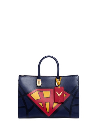 Main View - Click To Enlarge - VALENTINO GARAVANI - 'Superhero Superman' leather zip tote