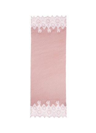 Main View - Click To Enlarge - VALENTINO GARAVANI - Floral lace trim plissé pleat silk scarf