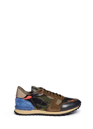 Main View - Click To Enlarge - VALENTINO GARAVANI - Camouflage print patchwork leather sneakers
