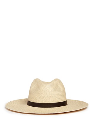 Main View - Click To Enlarge - JANESSA LEONÉ - 'Gloria' leather band straw Panama hat