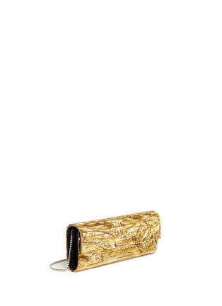 Front View - Click To Enlarge - JIMMY CHOO - 'Sweetie' crinkle metallic lamé acrylic clutch