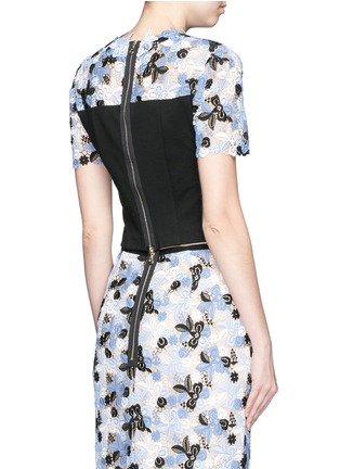 Back View - Click To Enlarge - ERDEM - 'Emiko' guipure lace organza crop top