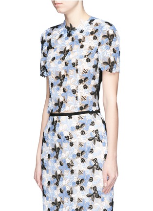 Front View - Click To Enlarge - ERDEM - 'Emiko' guipure lace organza crop top