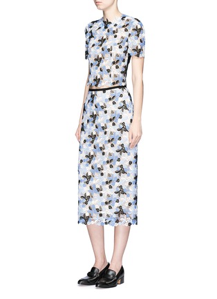 Figure View - Click To Enlarge - ERDEM - 'Emiko' guipure lace organza crop top