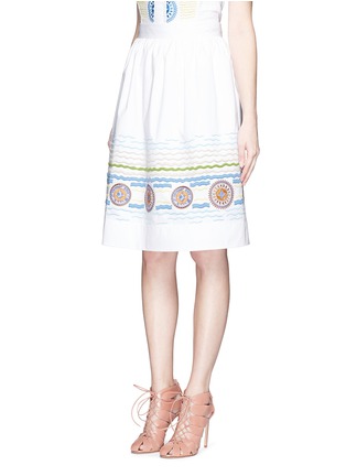 Front View - Click To Enlarge - PETER PILOTTO - 'Iris' kaleidoscope wave embroidery midi skirt